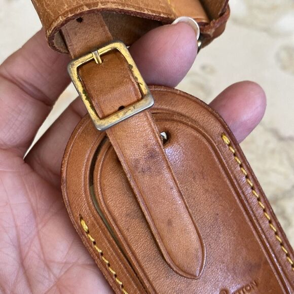 Vintage Louis Vuitton Vachetta Leather Luggage Tag & Poignet - Picture 8 of 12
